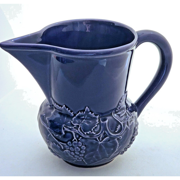 PITCHER/VASE-BORDALLO PINNEIRO-Made In Portugal-Deep Blue/Purple-Shelf Decor - Picture 8 of 13